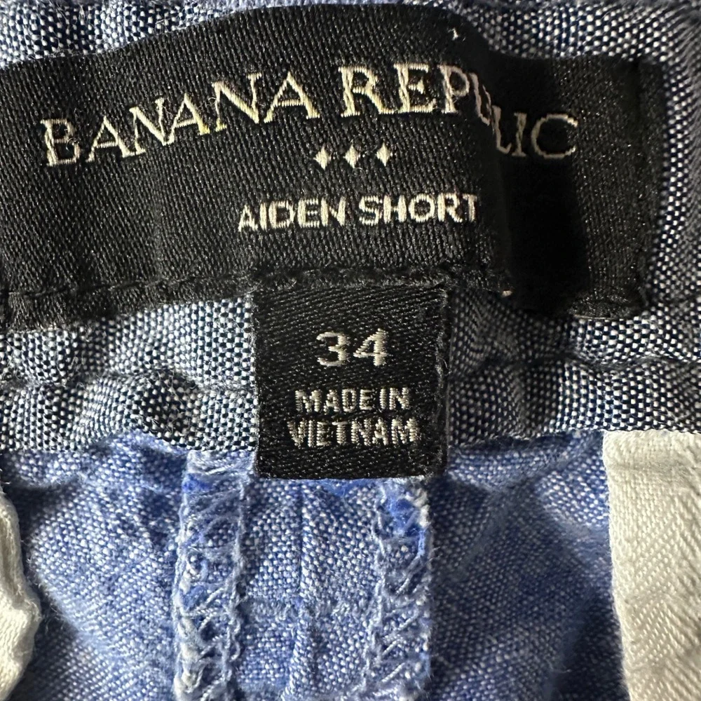 Banana Republic Aiden Shorts Linen Cotton Blue Summer‎ Preppy Coastal Men 34